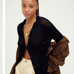 H2O Polo cardi Free People black M NWT